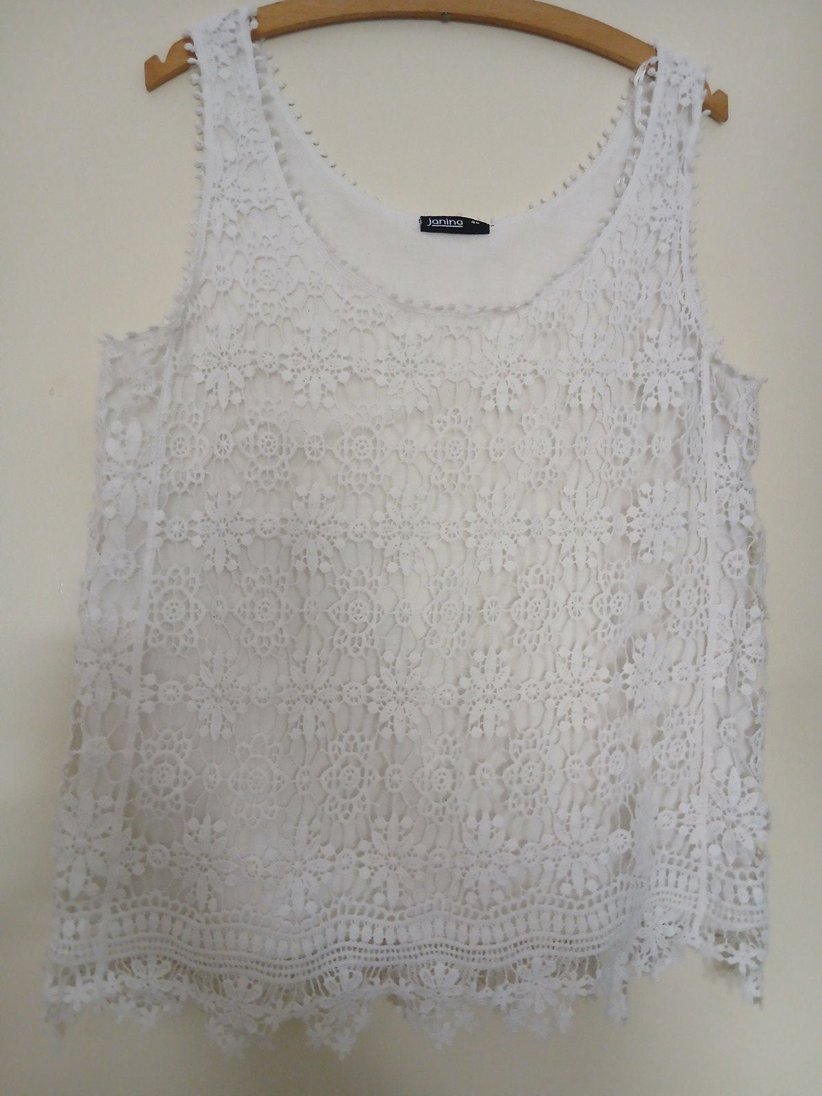 Witte kanten top van Janina maat xl, Wit, Maat 46/48 (XL) of groter, Ophalen of Verzenden, Zo goed als nieuw