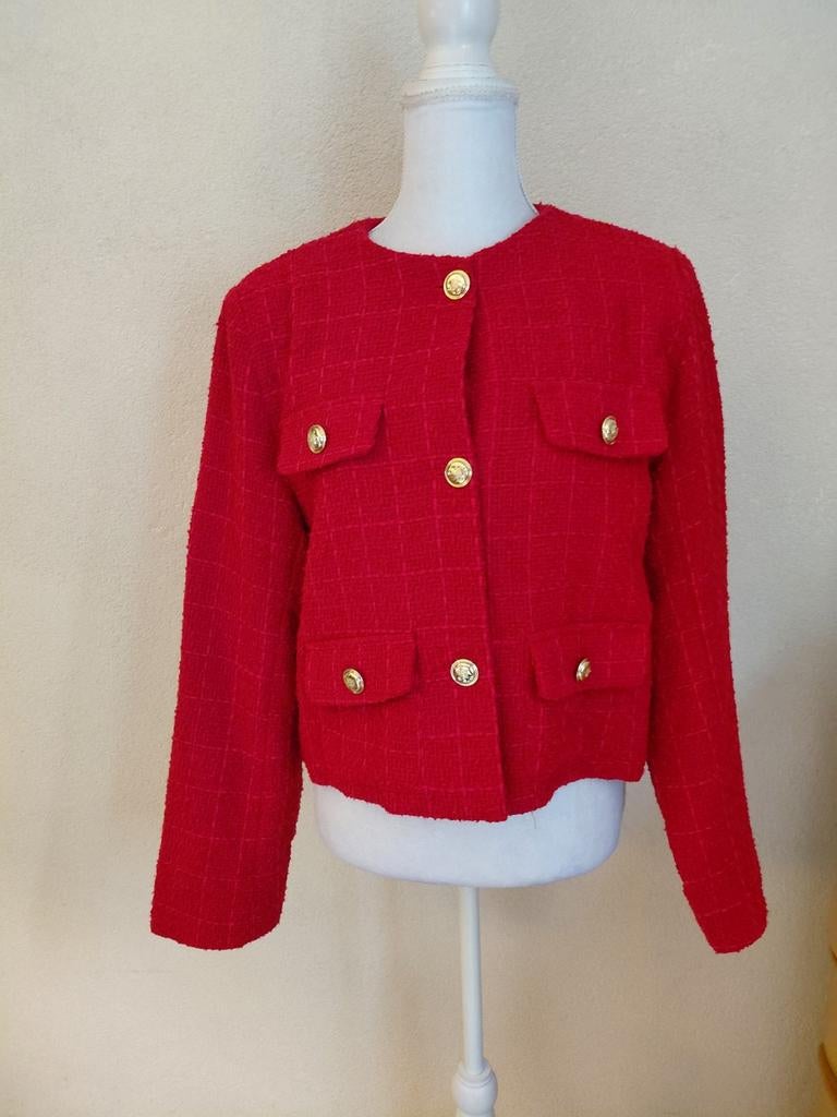 Rood tweed jasje van Loavies, maat XL, Maat 46/48 (XL) of groter, Ophalen of Verzenden, Jasje, Rood