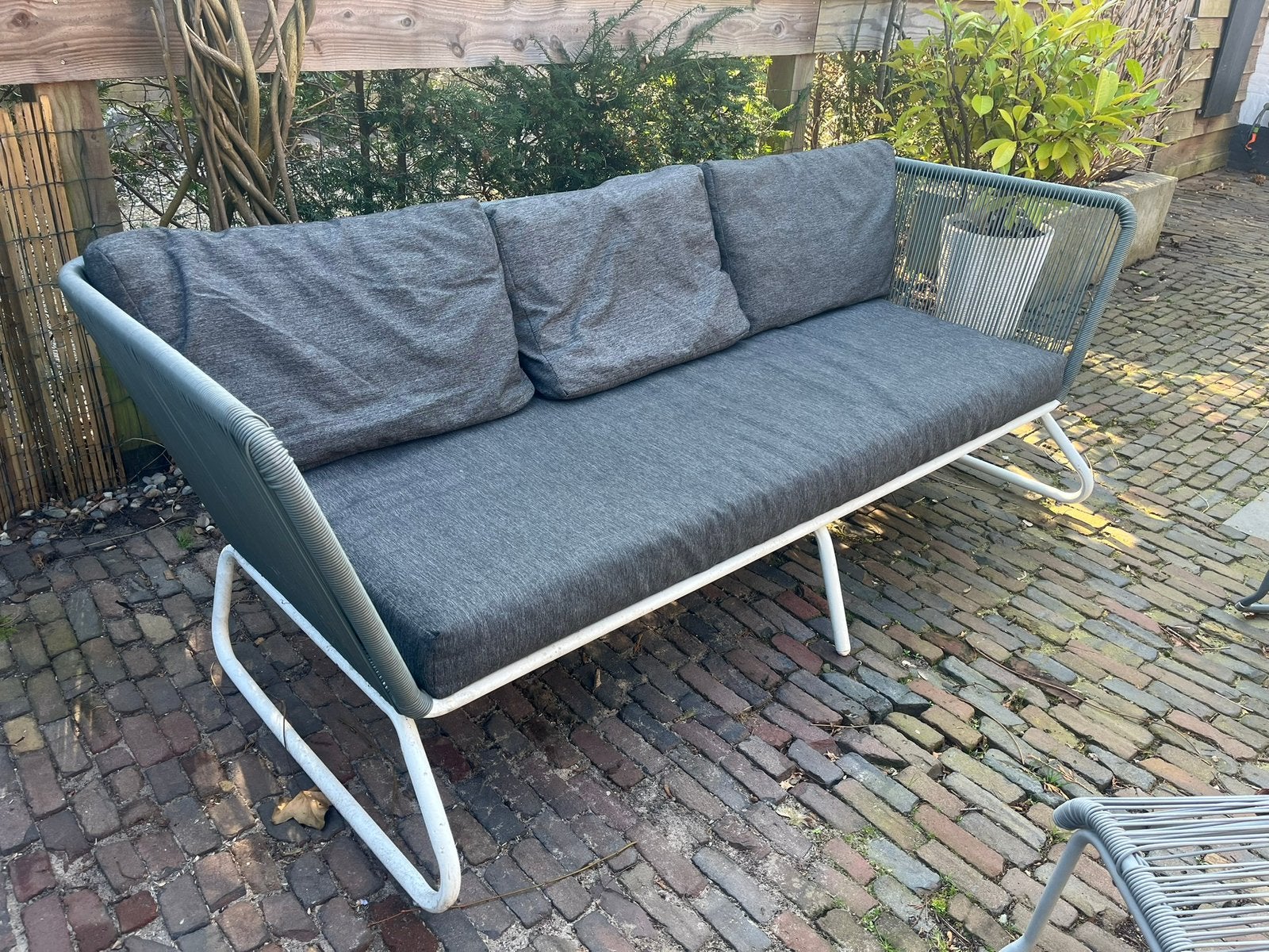 Leuke tuinbank met kussens, Ophalen, Gebruikt, Kunststof