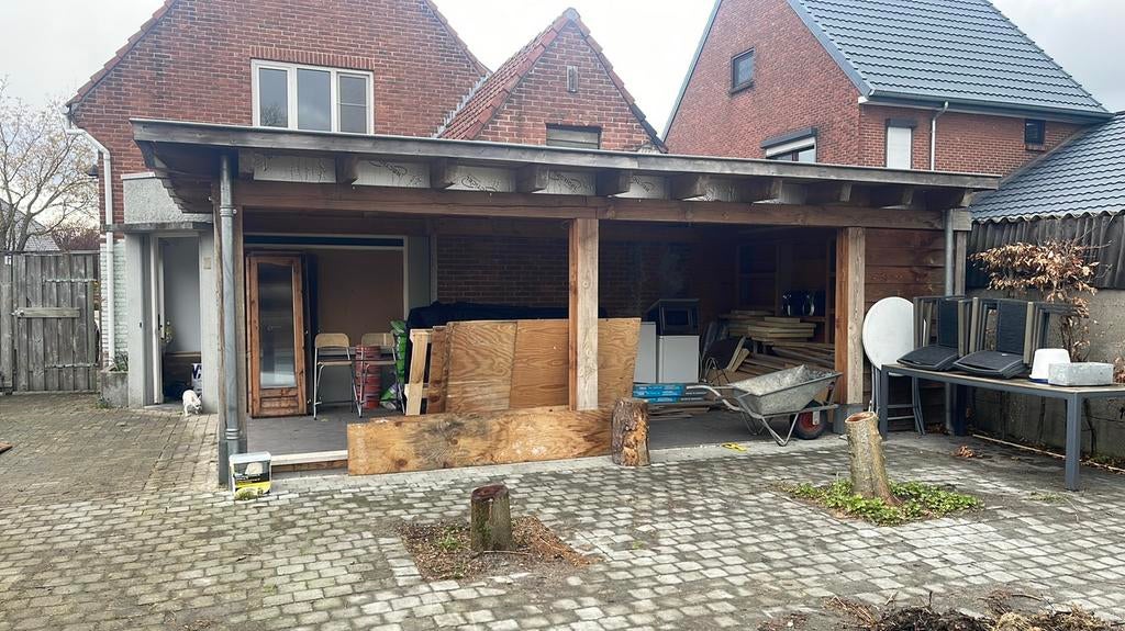Douglas houten overkapping incl zij deuren, Tuin en Terras, Overkappingen, Veranda, Ophalen