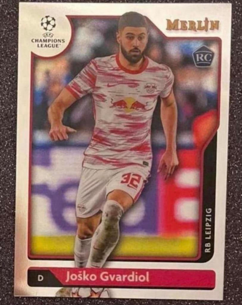 Topps Merlin Chrome 2022   ROOKIE CARD  GVARDIOL  RB LEIPZIG, Hobby en Vrije tijd, Stickers en Plaatjes, Verzenden, Zo goed als nieuw