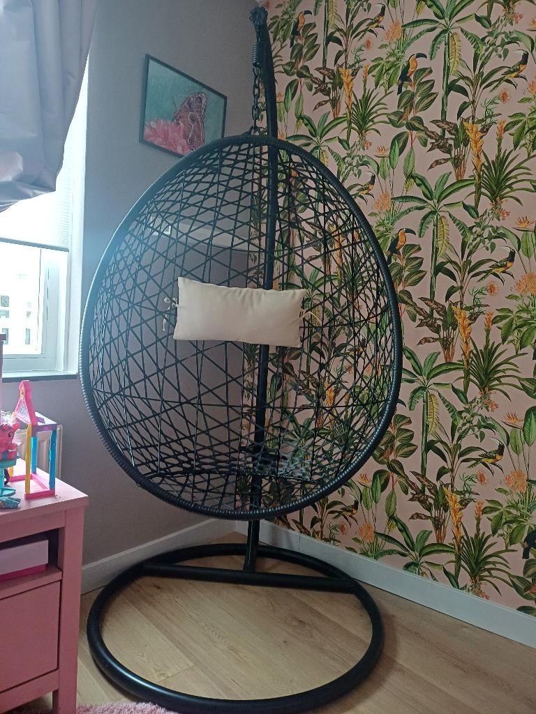 Xenos Hangstoel zwart, Huis en Inrichting, Stoelen, Ophalen, Zwart, Boho, Zo goed als nieuw