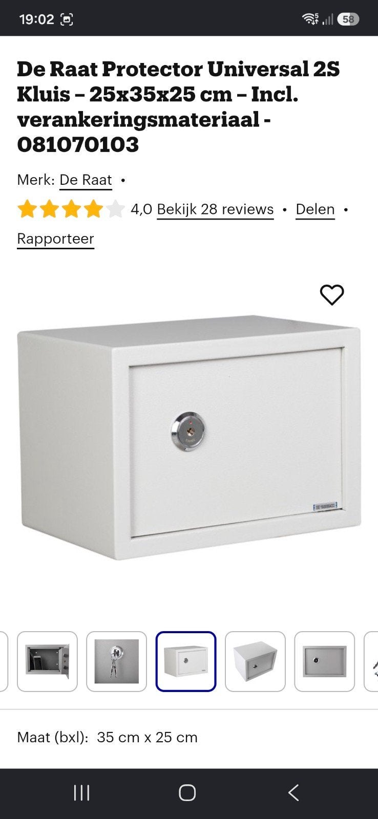 de raat kluisje, Huis en Inrichting, Brandblussers en Brandkasten, Ophalen, Zo goed als nieuw