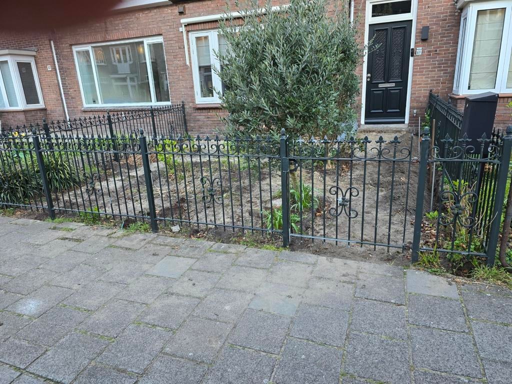 Sierlijk ijzeren hekwerk met poort voor tuin of voortuin, Ophalen, Met poort, Gebruikt, Sierhekwerk