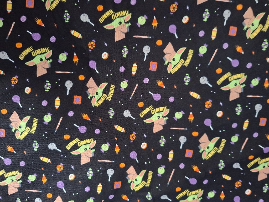 Quiltstof: Grogu Halloween, Zwart, Nieuw, Ophalen of Verzenden, 30 tot 120 cm