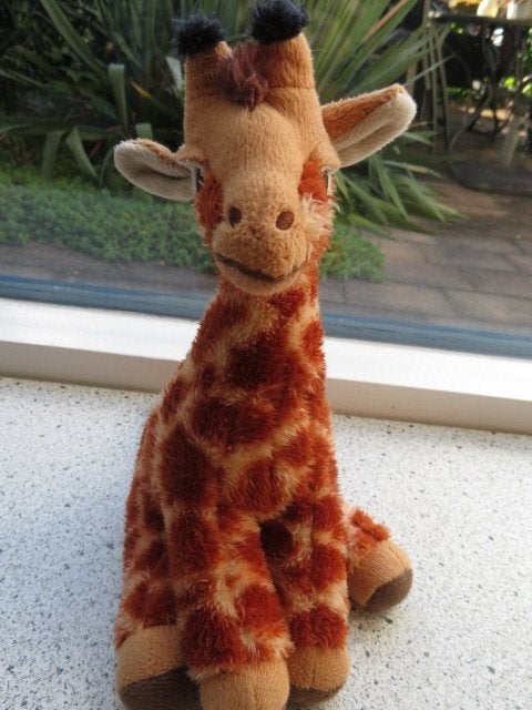 Giraffe giraf merk De Luxebase Eco Buddiez zacht velours, Ophalen of Verzenden, Zo goed als nieuw, Giraf, Wasbaar