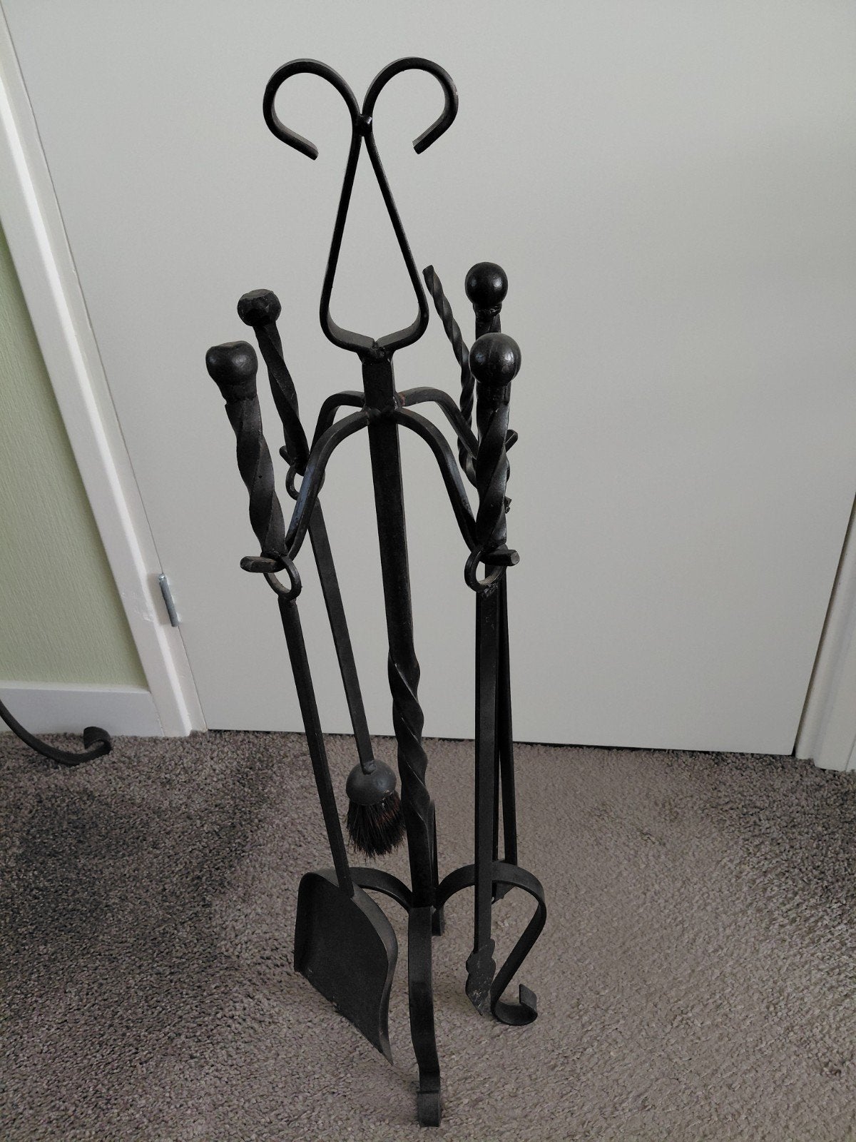 Smeedijzeren Haardstel met 4 Accessoires, Ophalen, Gebruikt, Vrijstaande haard, Overige soorten