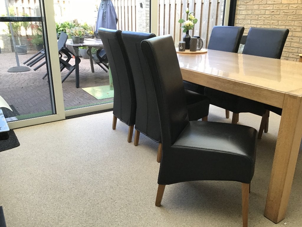 Stoelen, Ophalen, Eiken., Zwart, Leer