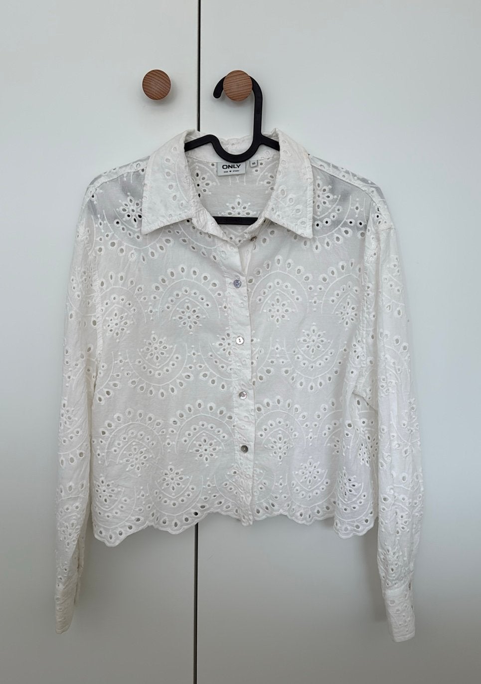 Only broderie blouse wit XS als nieuw, Ophalen of Verzenden, Zo goed als nieuw, Maat 34 (XS) of kleiner, Wit