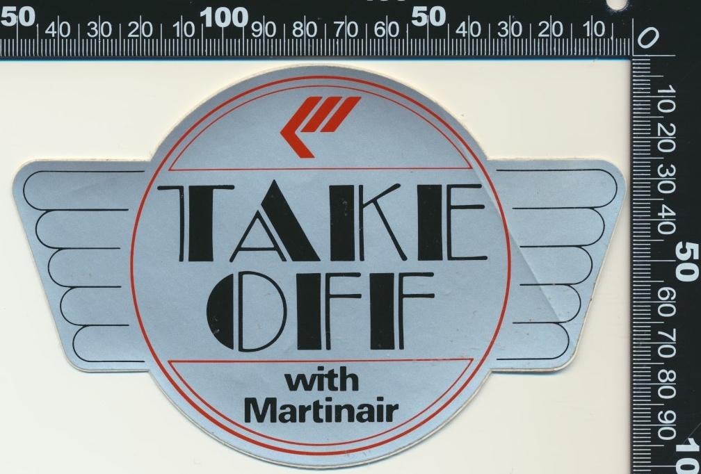 Sticker: Martinair - Take off (Groot), Verzamelen, Stickers, Zo goed als nieuw, Bedrijf of Vereniging, Ophalen of Verzenden