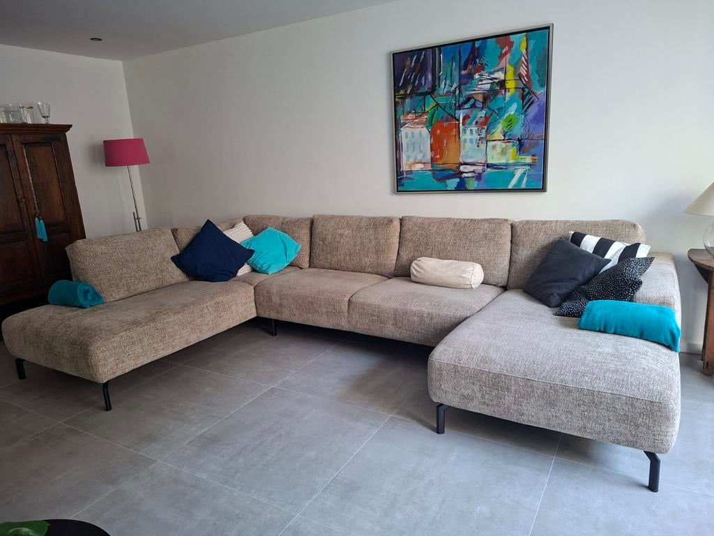 Bank te koop vanwege verhuizing., Huis en Inrichting, Banken | Complete zithoeken, Zo goed als nieuw, Stof, Ophalen