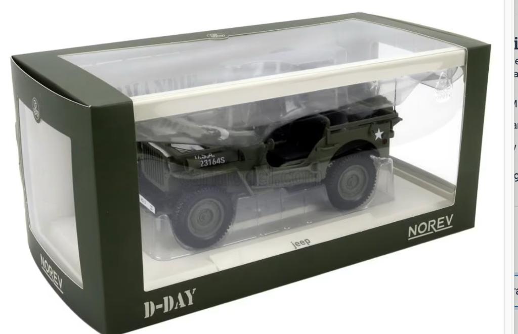 Jeep Willy Army '44 D-Day met mitrailleur NOREV 1/18 189016, Hobby en Vrije tijd, Modelauto's | 1:18, Verzenden, Nieuw, Auto, Norev