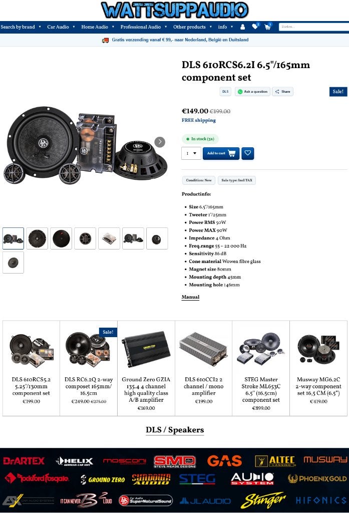 DLS 610RCS6.2I 6.5"/165mm composet / Speakers HQ, Info@optimount.nl, Nieuw, Ophalen of Verzenden, Anholtseweg 48A 7091 HB DINXPERLO