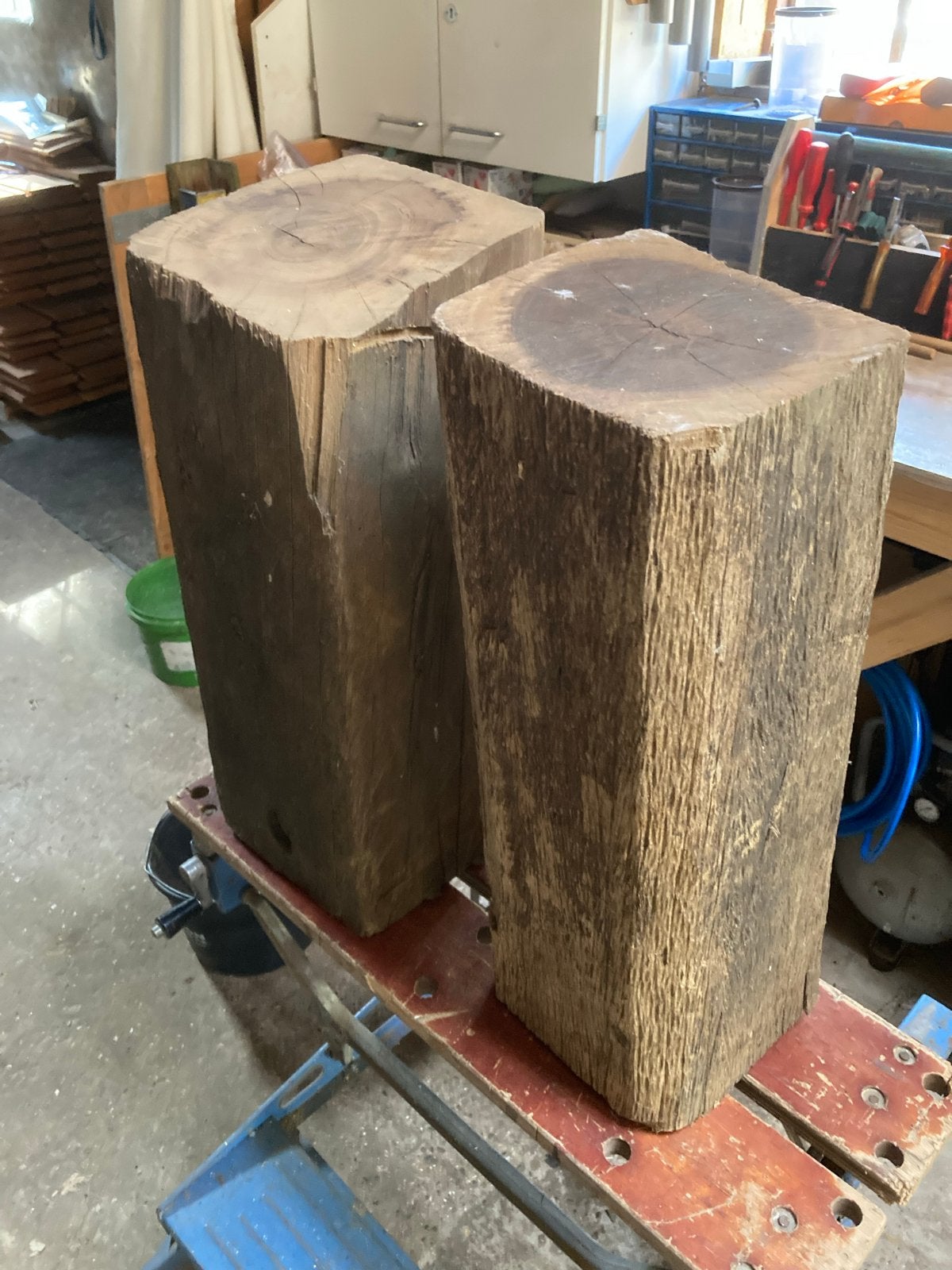 Robuuste houten balken. Hardhout. Meerpaal., Ophalen, Gebruikt, 50 mm of meer, Balk