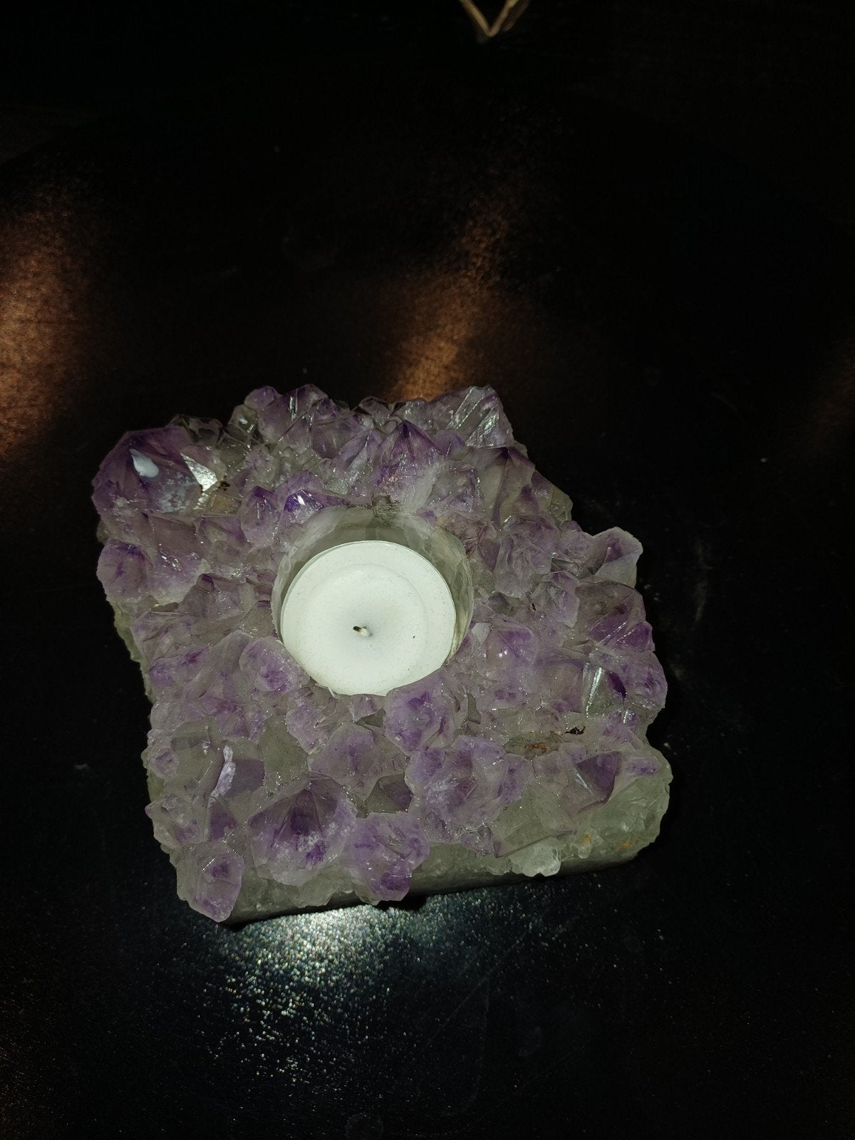Amethist Waxinelichthouder - Natuurlijk Kristal, Ophalen, Paars, Natuurlijk materiaal, Waxinelichthouder