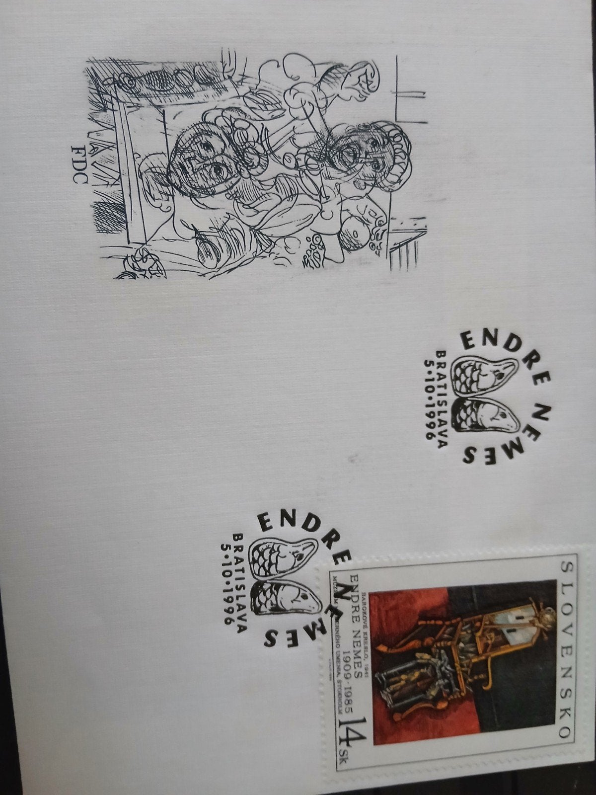 Eerste Dag Envelop Slowakije Endre Nemes 1996, Postzegels en Munten, Ophalen of Verzenden