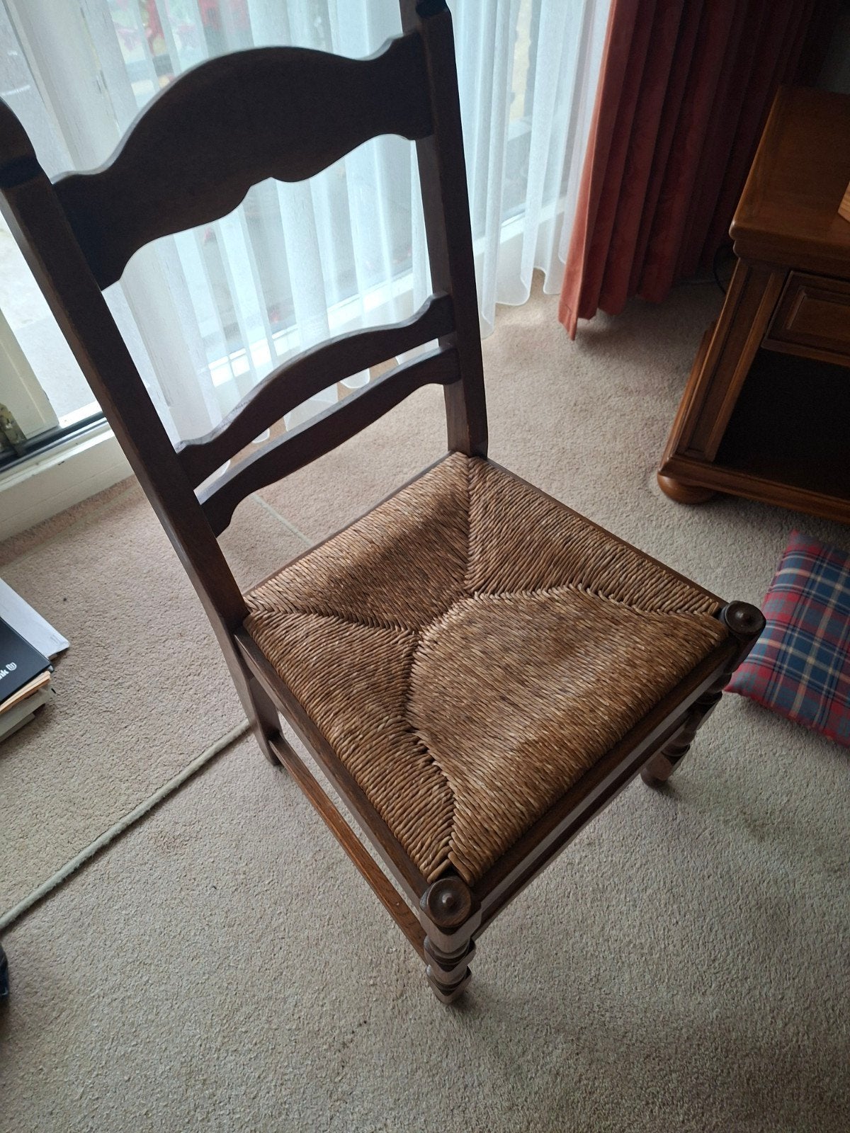 4x eiken stoelen met rieten mat, Antiek en Kunst, Ophalen