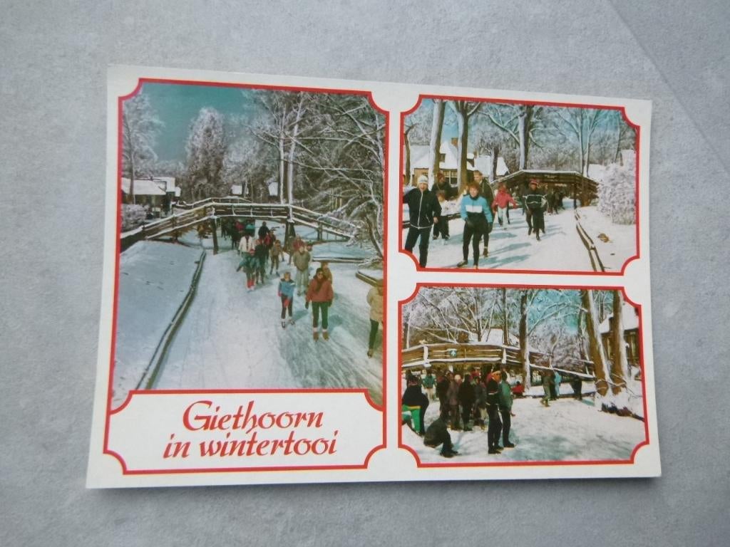 Giethoorn, in wintertooi/schaatsen, Verzenden, 1980 tot heden, Ongelopen, Overijssel