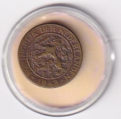 1 Cent 1943 PP Zeer Goed / Mooi met diverse muntkleuren, Verzenden, Koningin Wilhelmina, 1 cent, Losse munt