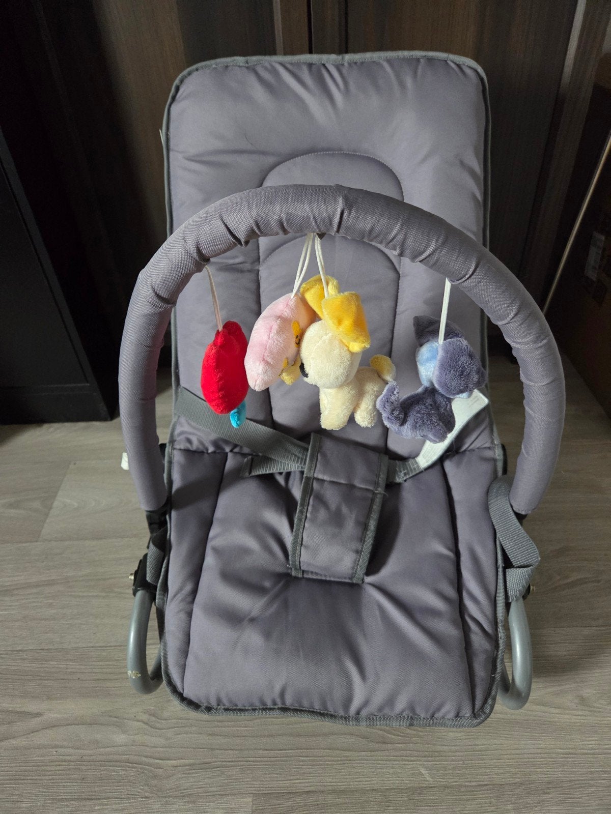 Grijze Wipstoel met Woezel en Pip Hangers, Gebruikt, Verstelbaar, Wipstoel, Ophalen