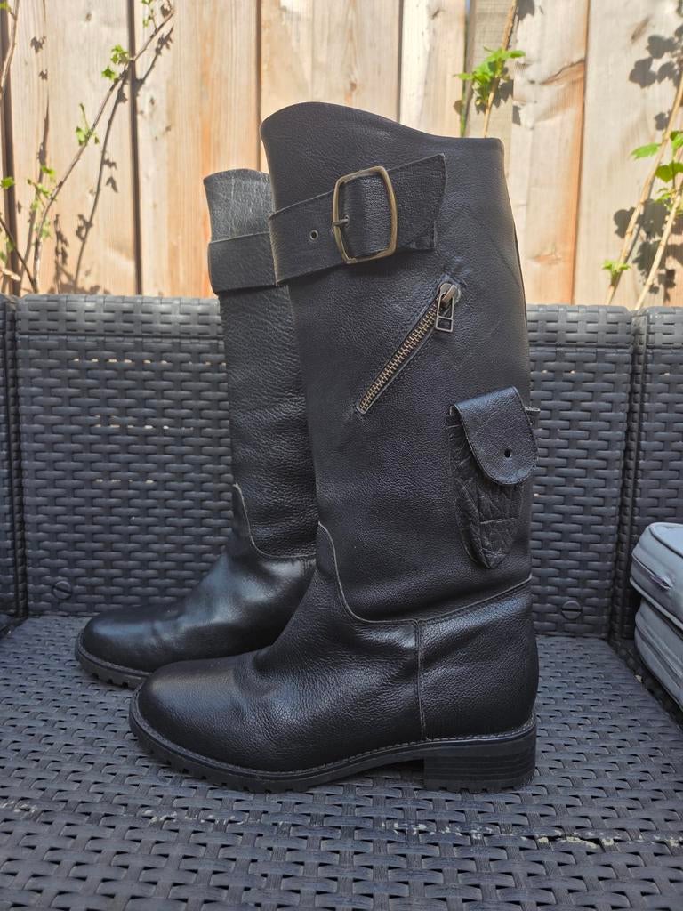 Vintage WhyNot Utility Boots – Hoogwaardig Volnerfleer – 39, Hoge laarzen, Zwart, Ophalen of Verzenden, Zo goed als nieuw