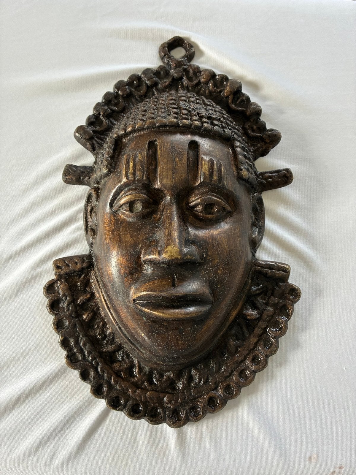 Afrikaans masker van metaal - Wanddecoratie, Bruin, Afrika, Masker, Handgemaakt