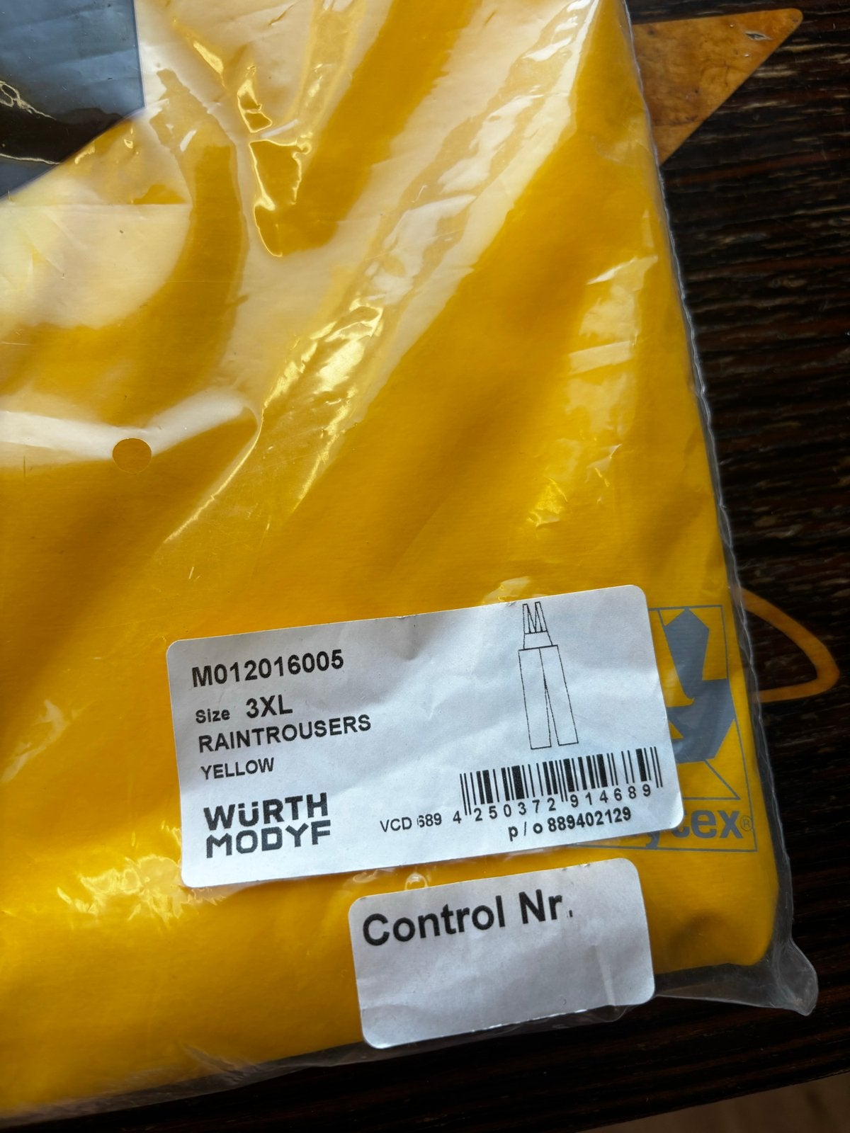 Nieuwe Würth Modyf regenbroek geel (3XL), Ophalen, Nieuw, Regenbroek, Heren