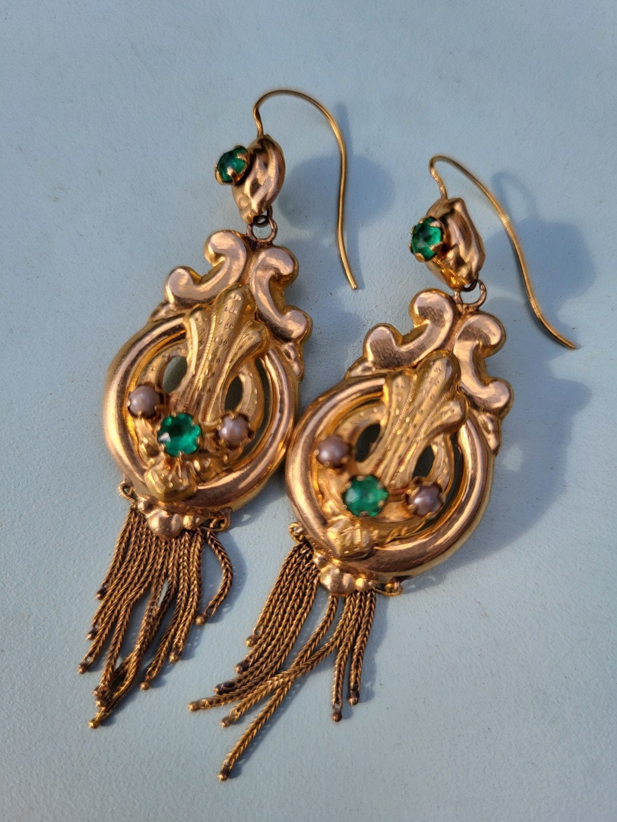Antieke 19e Eeuwse 18 Karaat Gouden Oorbellen., Sieraden, Tassen en Uiterlijk, Ophalen of Verzenden