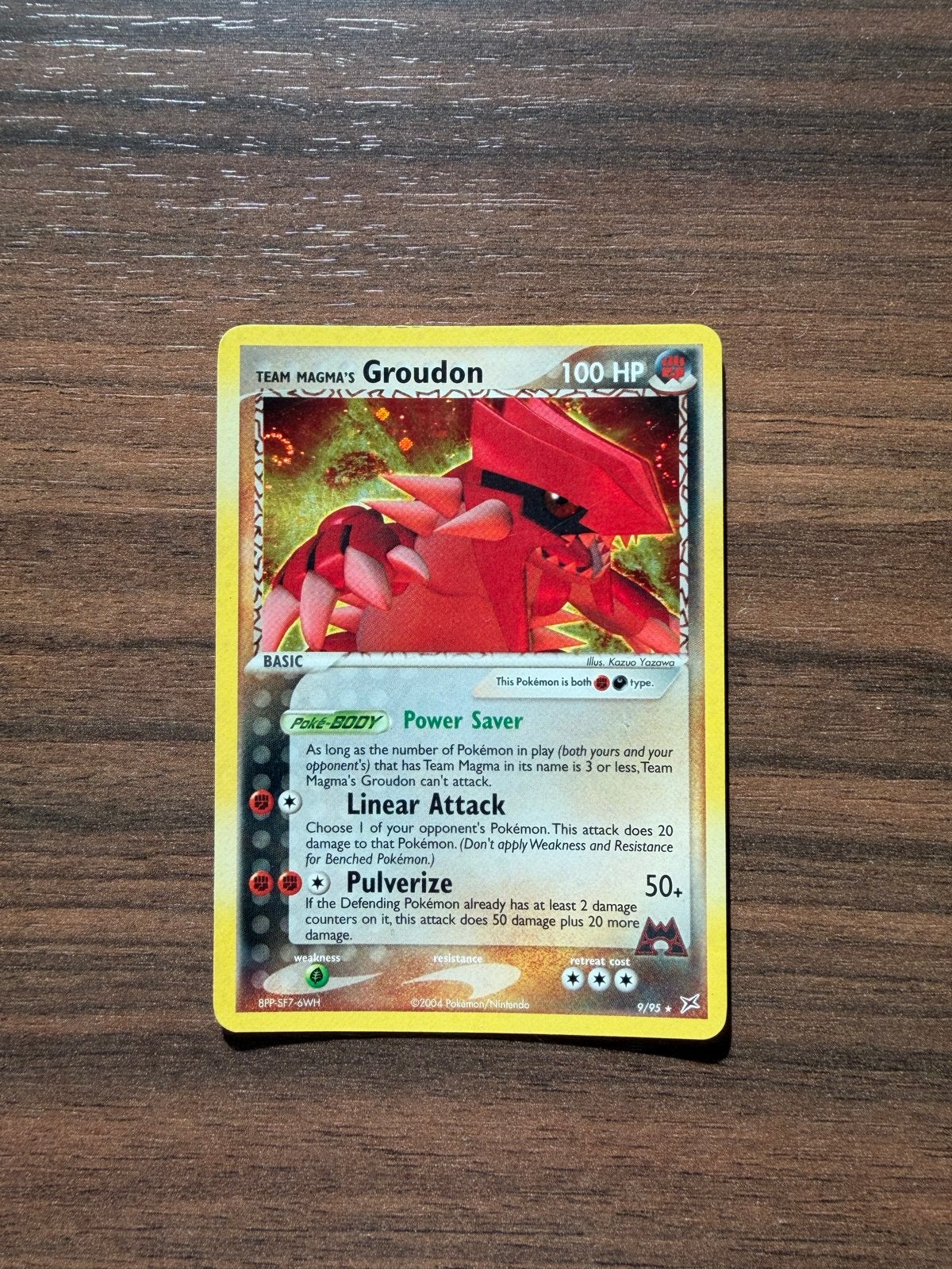 Pokémon Kaart Team Magma's Groudon EX Holo 9/95 Swirl, Ophalen of Verzenden, Zo goed als nieuw, Losse kaart