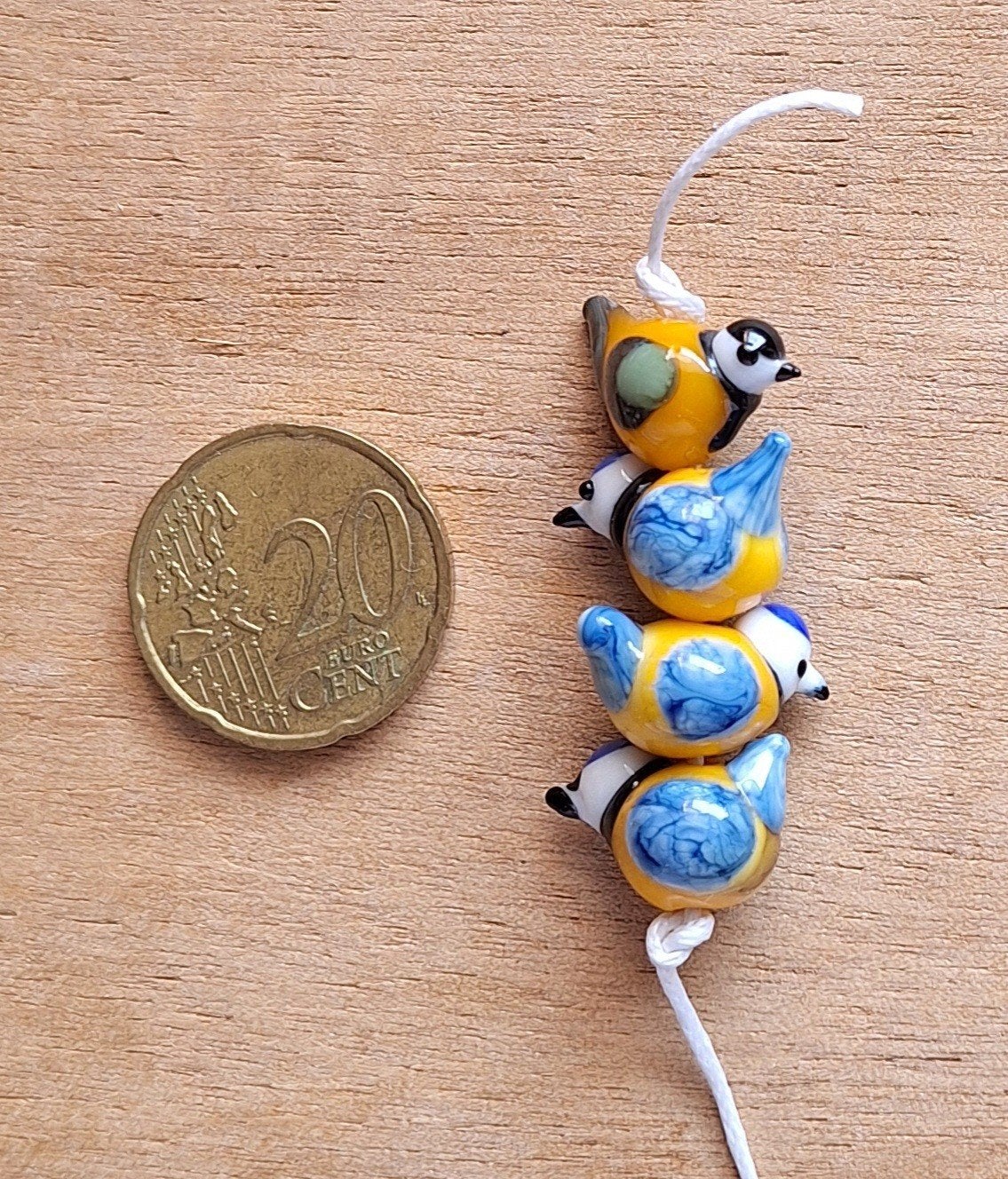 4 x handgemaakte lampwork glas kraal vogel, Ophalen of Verzenden, Nieuw, Kraal