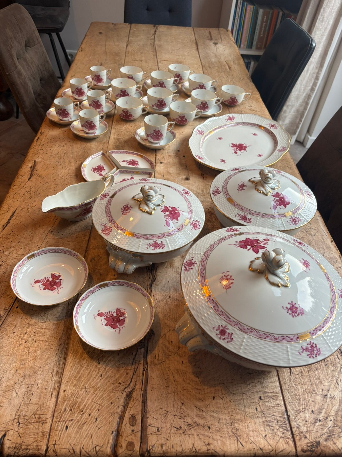 Prachtig Herend Hongaars Porselein Servies - Apponyi Purper, Ophalen