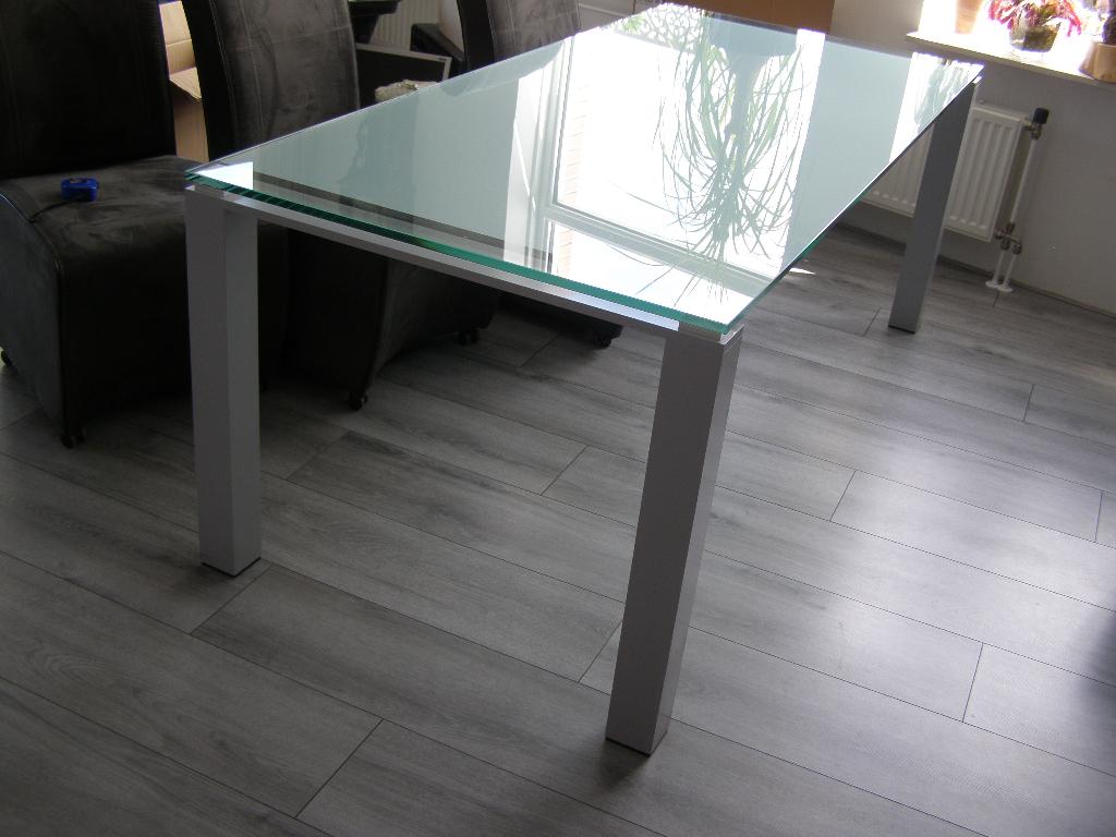 Eettafel, Huis en Inrichting, Tafels | Eettafels, Ophalen, Gebruikt, 50 tot 100 cm, Glas