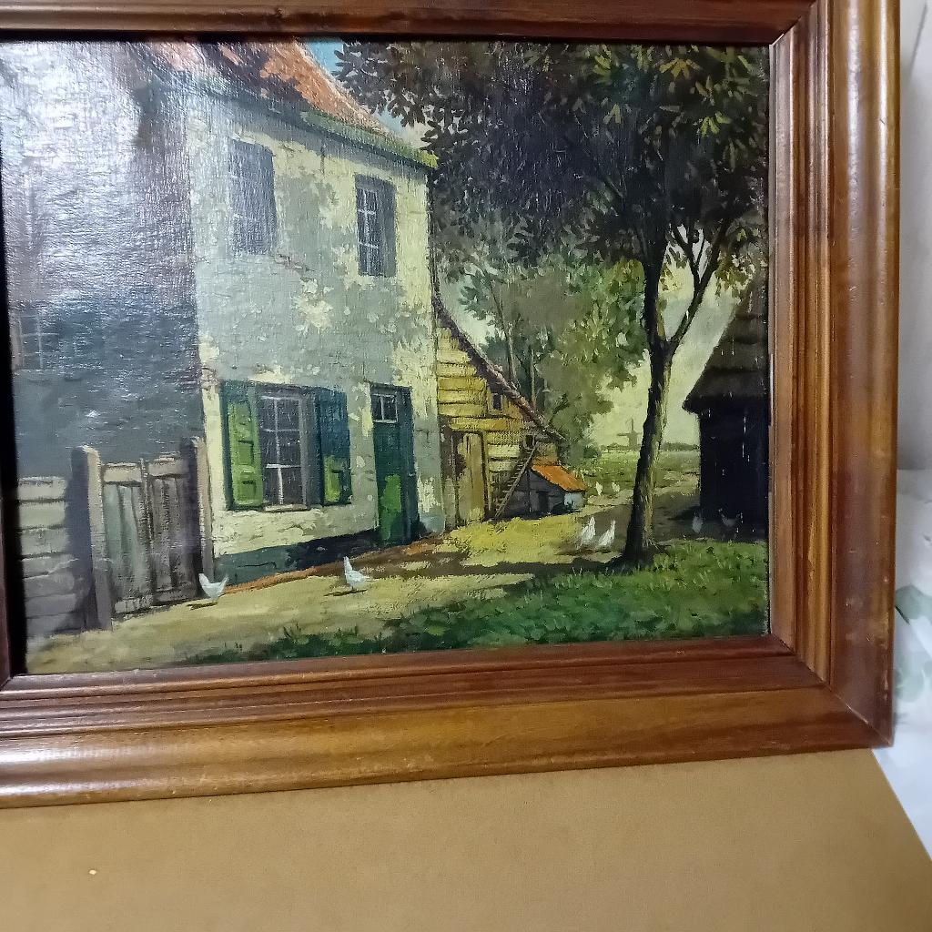 oud schilderij met kippen, Ophalen