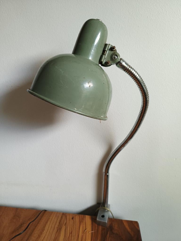 Industriele zwanenhals tafellamp jaren 60, Ophalen of Verzenden, Gebruikt, Metaal, 75 cm of meer