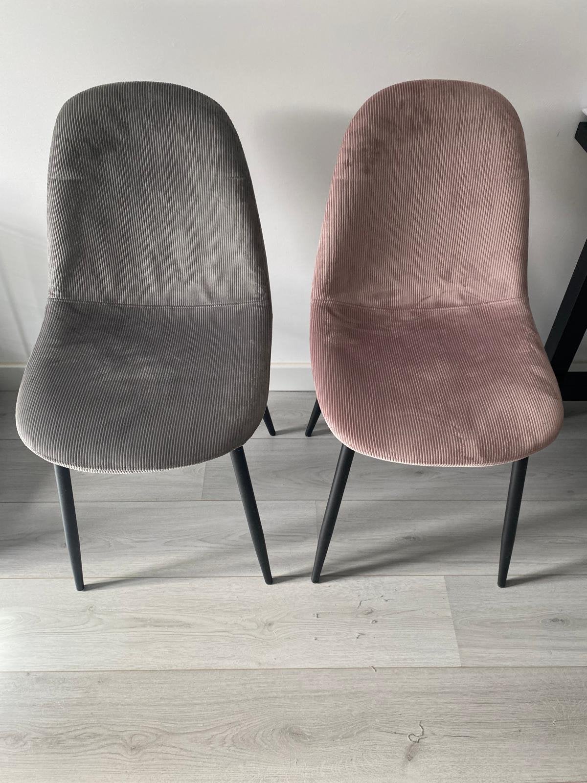 Stoelen, velvet, rib, roze, grijs, Overige kleuren, Ophalen of Verzenden, Zo goed als nieuw, Vier