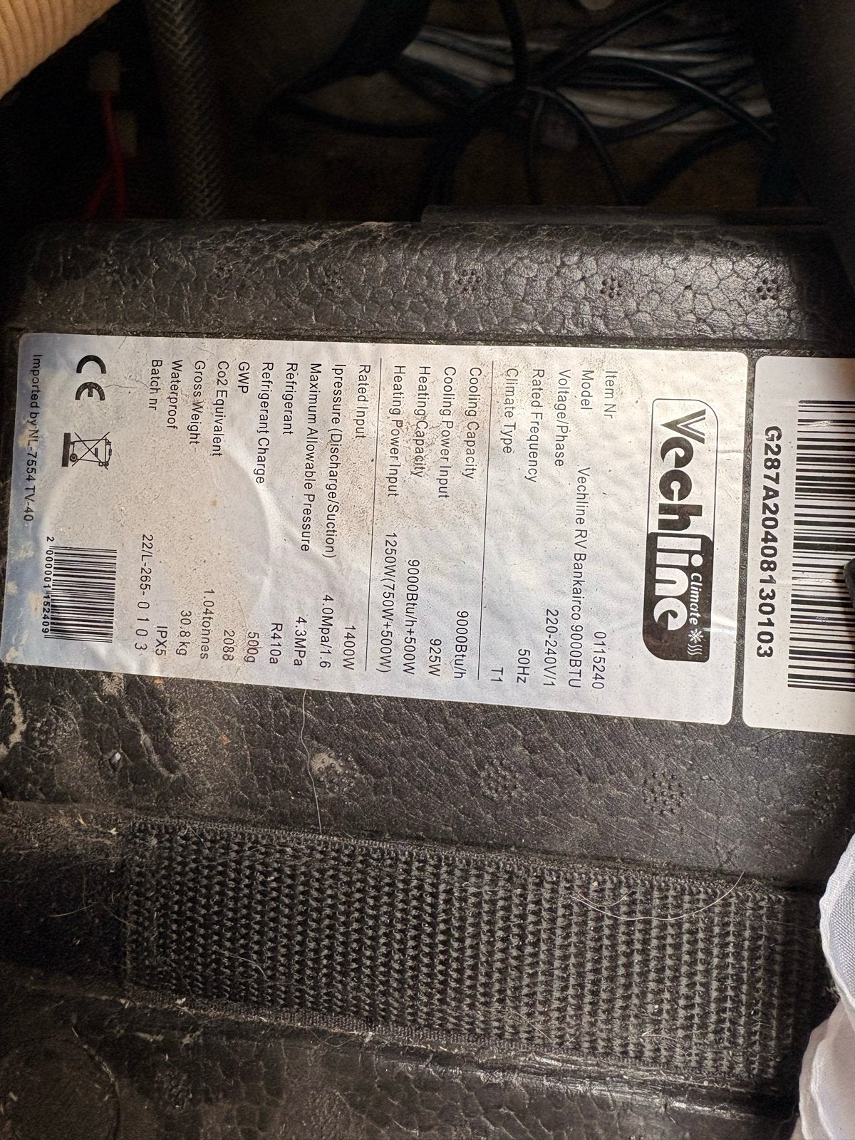 Bankairco.VechiLine RBeamairco 9000BTU - Koelen en Verwarmen, Ophalen, Gebruikt, Minder dan 60 m³, 3 snelheden of meer