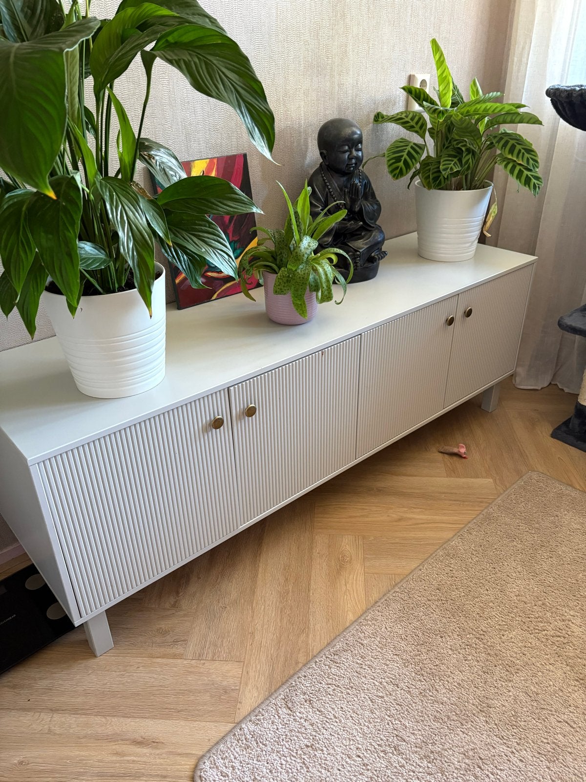 Woood Wolkengrijs TV-kastje 160 cm, Huis en Inrichting, Kasten | Televisiemeubels, Ophalen, Gebruikt, 150 tot 200 cm, Minder dan 100 cm