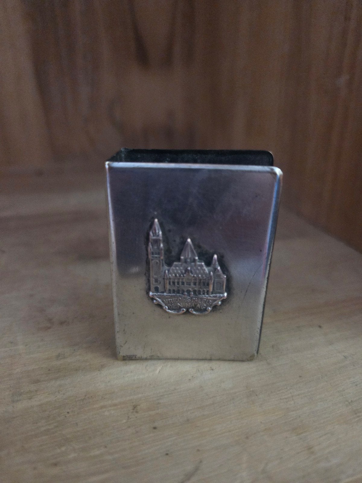 Vintage  lucifersdoosje met reliëf Vredespaleis Den Haag, Ophalen of Verzenden