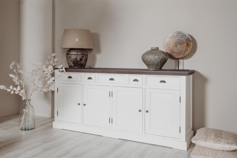 *10%-41% KORTING* Alle Artikelen Uit Onze Woonprogramma's! 8, Huis en Inrichting, Dressoir Zwart Wit Mango Teak Hout Gratis Bezorging