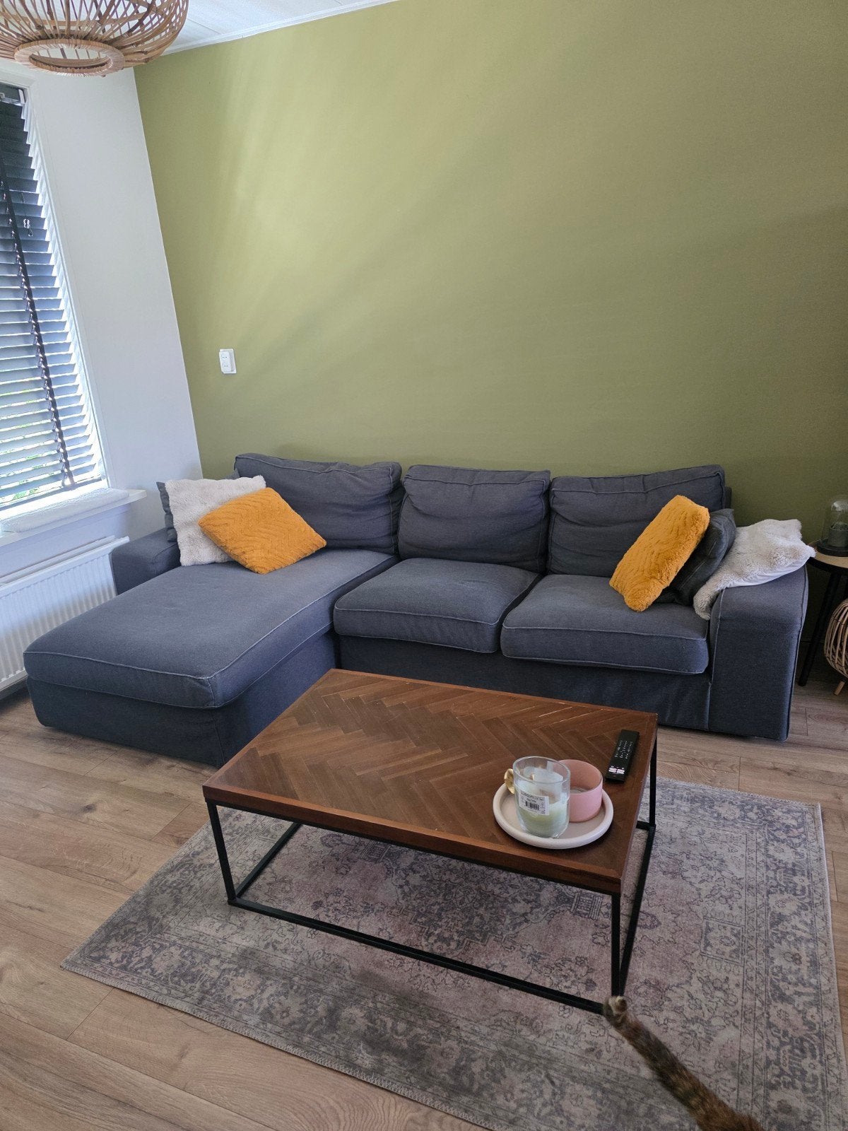 Gratis; IKEA KIVIK bank donkergrijs met chaise longue links, Huis en Inrichting, 250 tot 300 cm, Gebruikt, 100 tot 125 cm, Ophalen of Verzenden