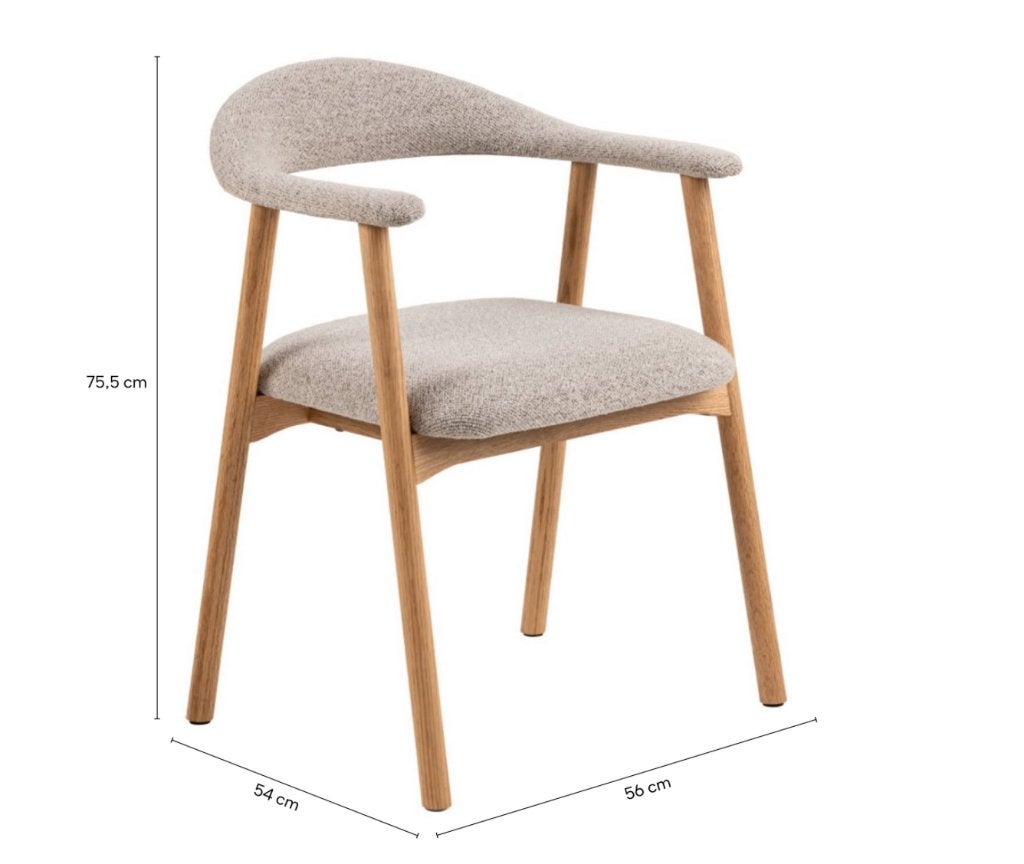 by fonQ Nordic Eetkamerstoel Eikenhout Greige | Van €189, nu, Byfonq, Bruin, Byfonq, Nieuw