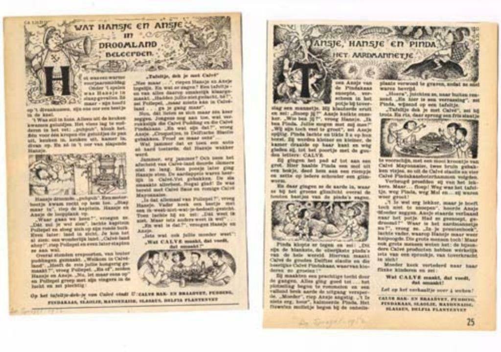 4 Calvé Sprookjes - uit Tijdschrift 1952, Ophalen of Verzenden, 1980 tot heden, Knipsel(s)