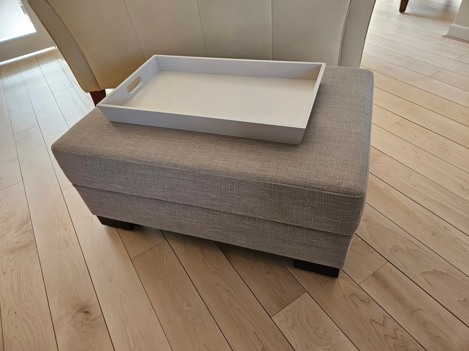 Poef beige, Ophalen, Gebruikt, 50 tot 100 cm, 5 – 50