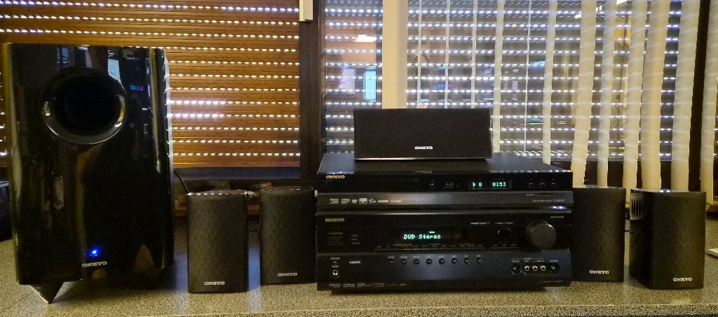 Onkyo Radio-Av Receiver TX-SR507 & Dv-BD507 Blu-Ray, Gebruikt, Blu-ray-speler, 70 watt of meer, 5.1-systeem