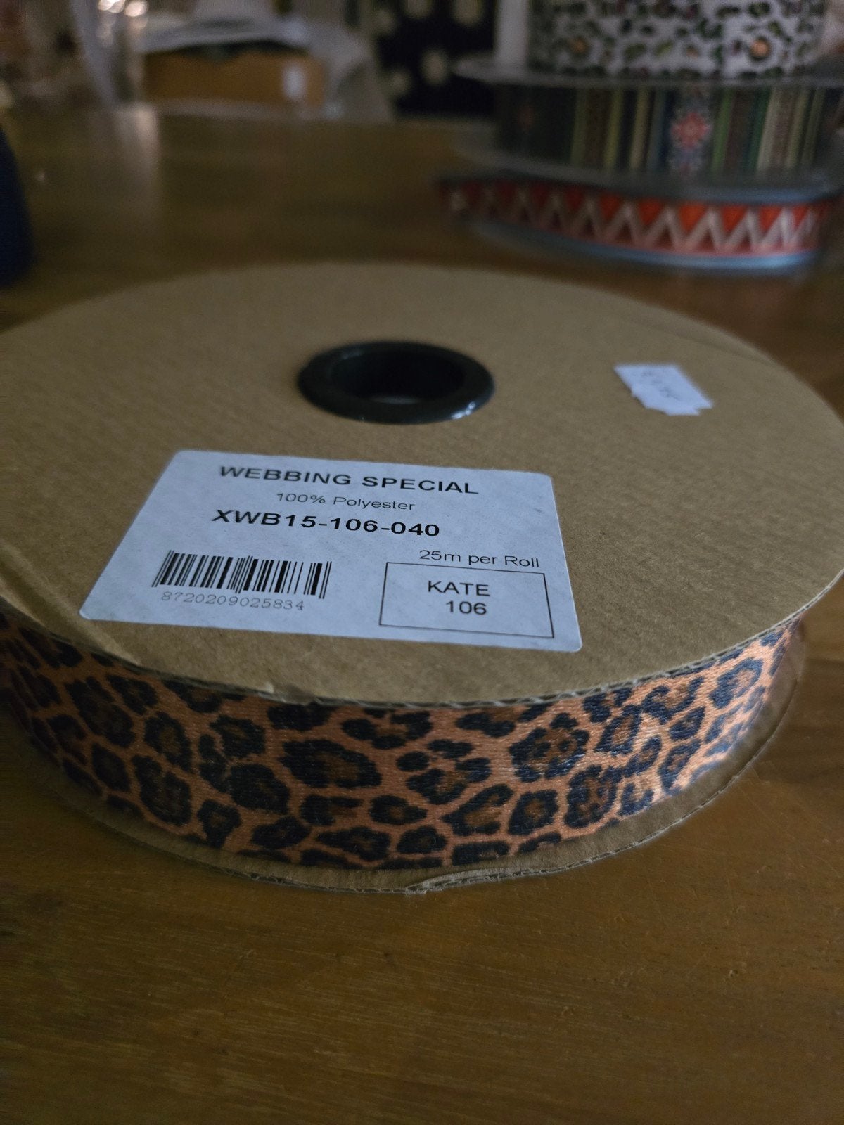 Webbing Special 100% Polyester Panterprint 25m, Ophalen of Verzenden, Nieuw, Bruin