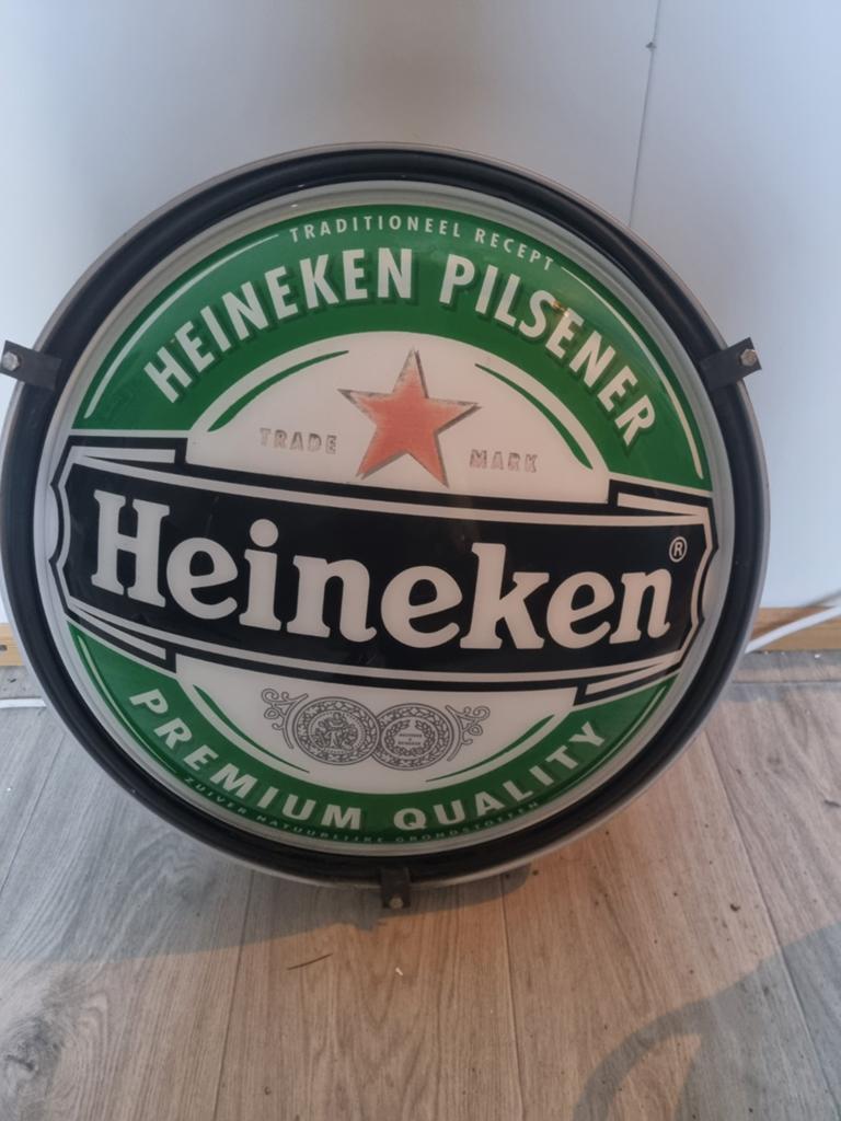 Heineken lichtbak 50 gevel verlichting bord  licht, Verzamelen, Ophalen of Verzenden, Gebruikt, Reclamebord, Plaat of Schild, Heineken