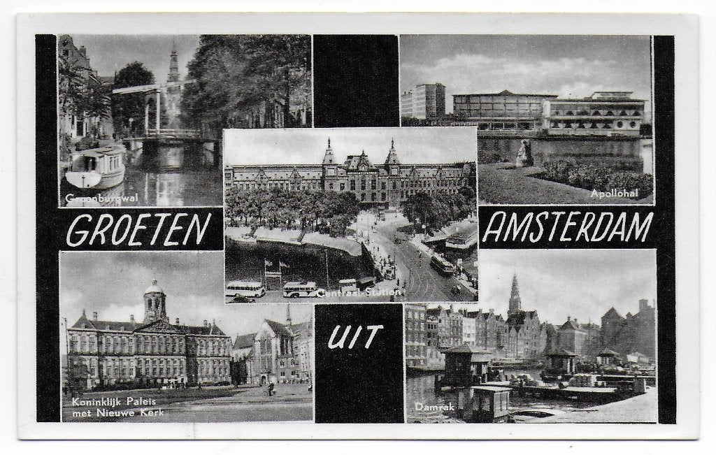 Amsterdam ongelopen Ansichtkaart ( B7121, Ophalen of Verzenden, 1940 tot 1960, Ongelopen, Noord-Holland