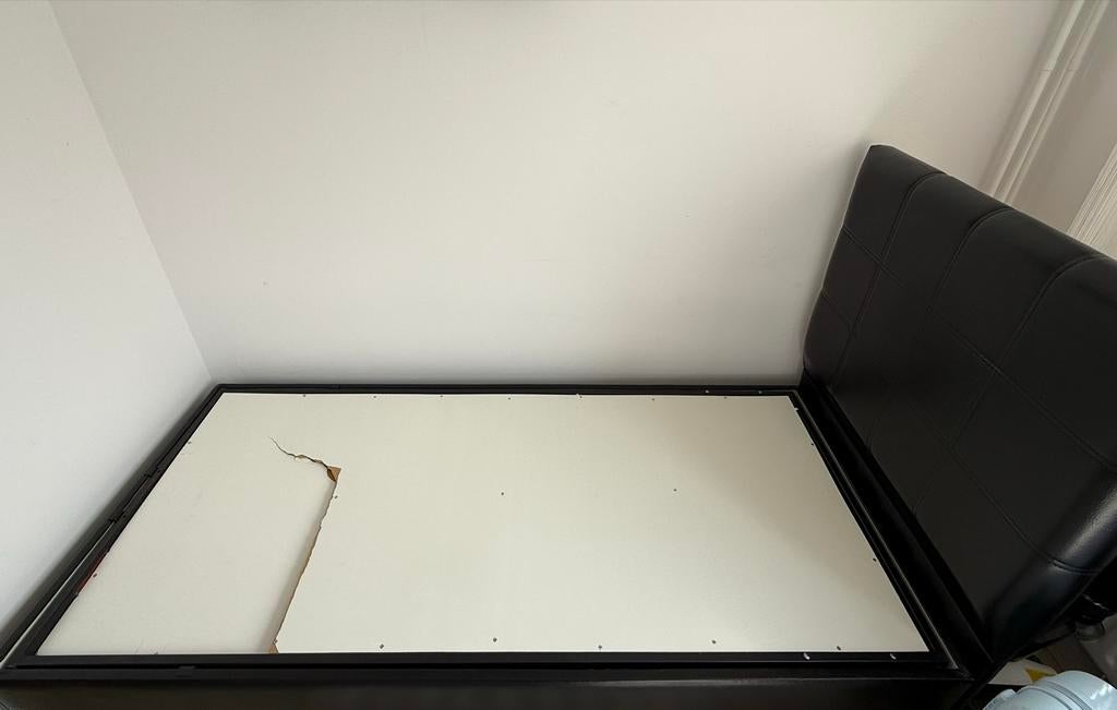 Eenpersoonsbed met opbergruimte, Huis en Inrichting, Ophalen, Gebruikt, Eenpersoons, Zwart