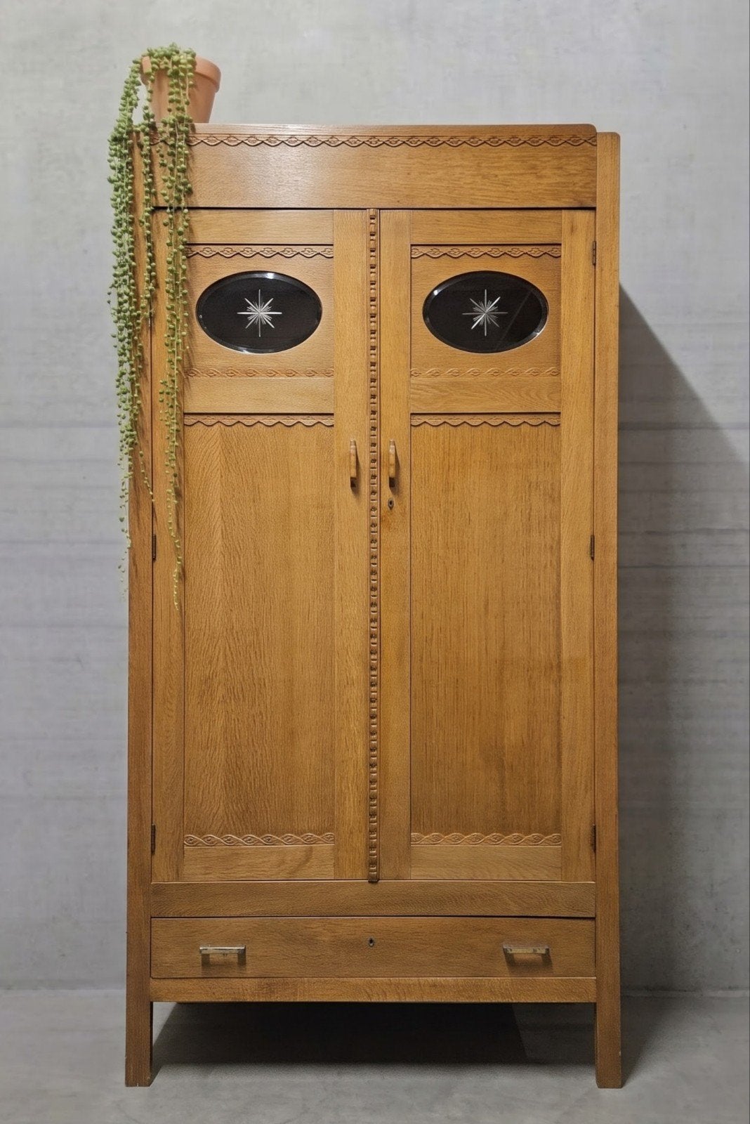 Antieke brocante Art Deco meidenkast vintage linnenkast kast, Ophalen of Verzenden