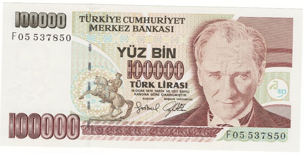 24-1580 Turkije 100.000 lire ND, Ophalen of Verzenden, Midden-Oosten, Los biljet